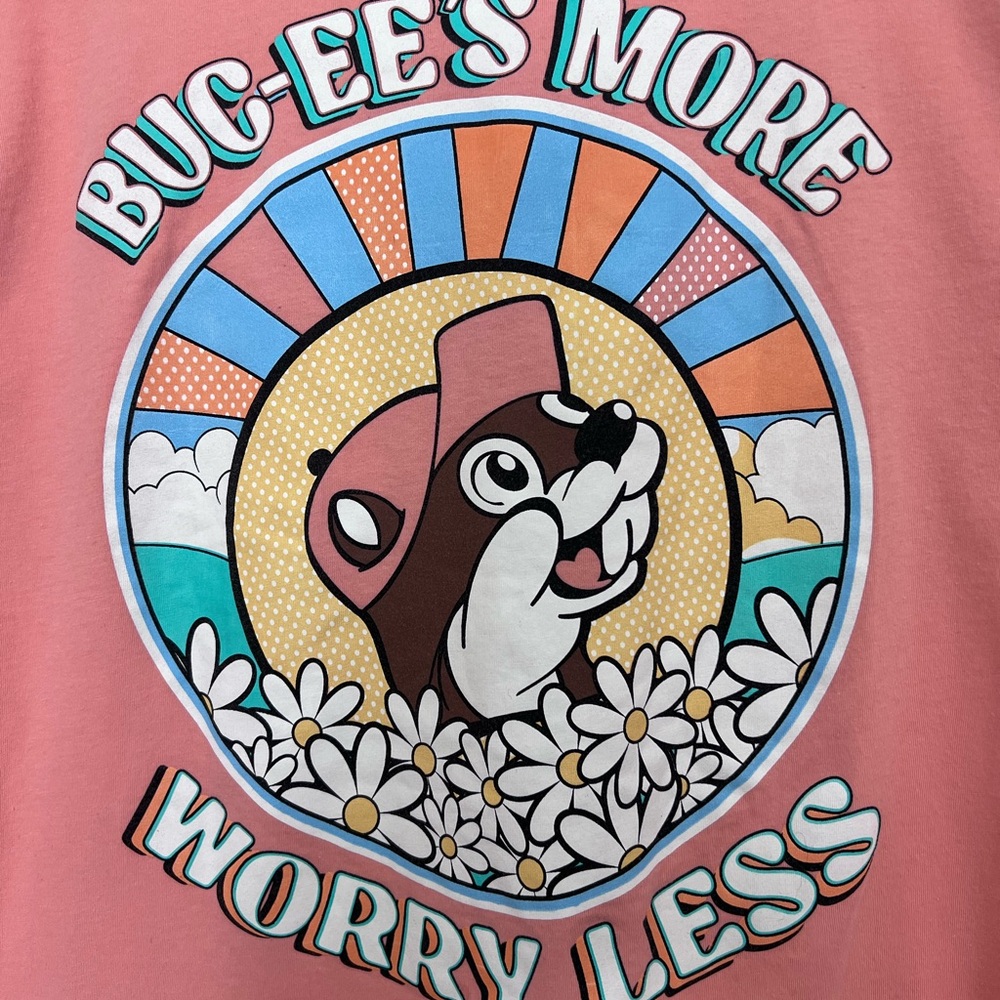 Buc-ee's Pink Daisy Graphic T-Shirt Men’s Women’s Size L Cotton Crew Neck